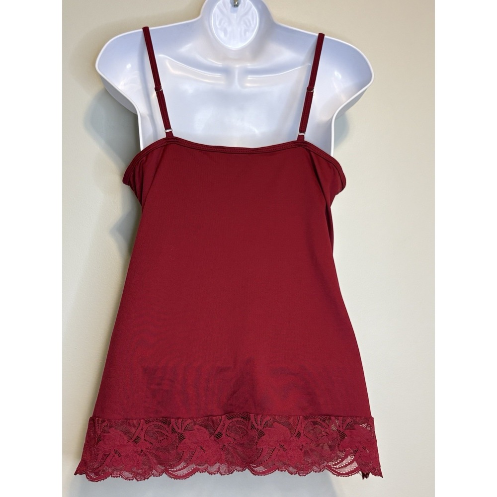 White House Black Market Red Lace Camisole Tank Top M Nylon Spandex - Picture 2 of 8